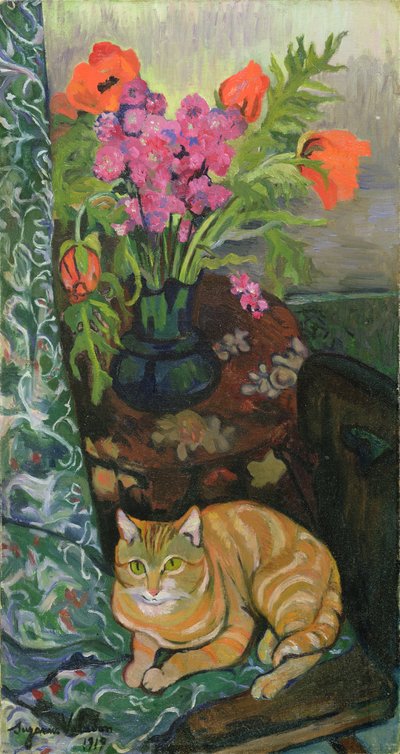 Bouquet and a Cat, 1919 by Marie Clementine (Suzanne) Valadon